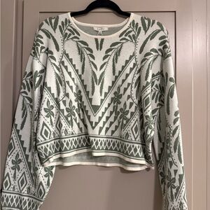 Z Supply Palm Green and White Sweater